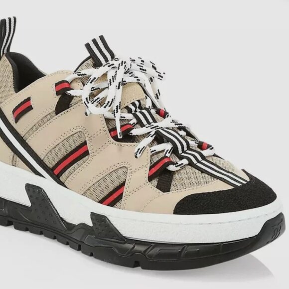 BURBERRY MEN UNION RS5 MIX TECH STRIPE LOW TOP SNEAKERS, BEIGE, SZ 40 - NIB $750 - Picture 2 of 16